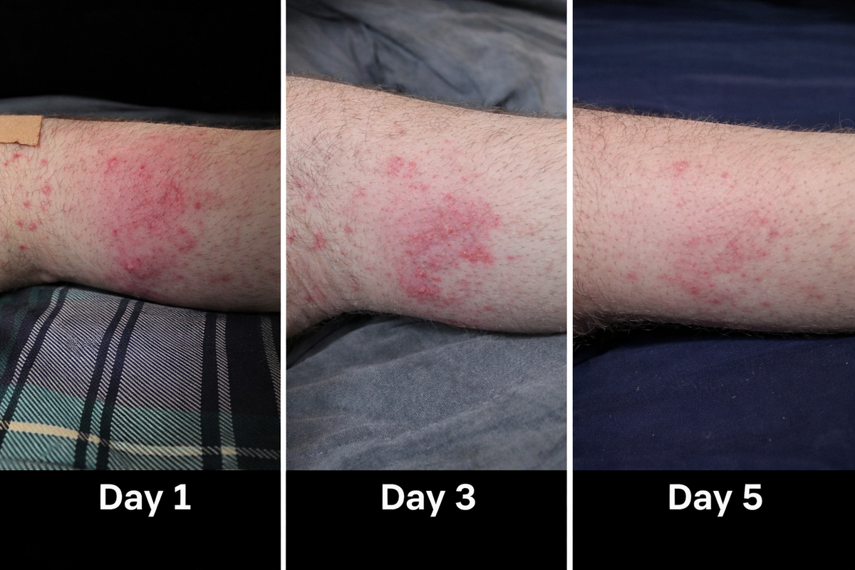 Real customer skin progress with Moms Magic Balm over 5 days